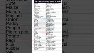 List of Crops Producing States in India  Top Crop Producing States  list of crops in India shorts [upl. by Leahcimnaj]