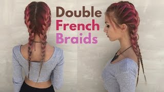 DOUBLE FRENCH BRAIDS For short hair  Stella [upl. by Annorah136]