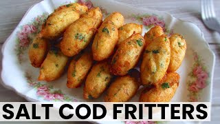 Cod fritters Recipe  Food From Portugal [upl. by Anomahs]