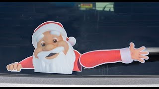 Rear Car Window Windshield Animated Moving Wiper Blade Decal Tag  Santa Claus [upl. by Ahsenauq]