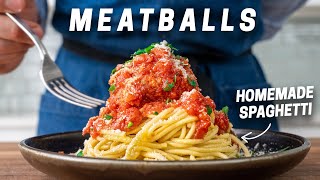 SPAGHETTI AND MEATBALLS 3 Tricks For Perfect Meatballs [upl. by Lorrad307]