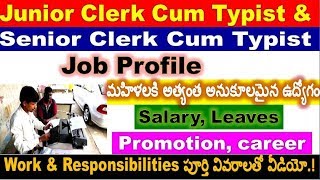 Senior amp Junior Clerk typist Job profile salary promotion womens comfort job by SRINIVASMech [upl. by Littell328]