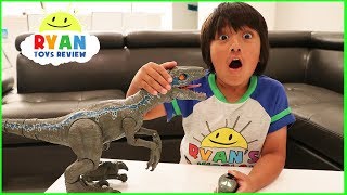 Pet Dinosaur Jurassic World Alpha Training Blue visits Ryan [upl. by Ahsercel342]