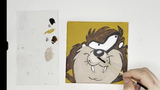 Painting Taz the Tasmanian Devil  Fun Cartoon Art Lesson [upl. by Tugman515]