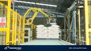 Open mouth Bagger OML1140 amp Robotic Bag Palletizer RPL at CP Vietnam Corporation [upl. by Treulich]