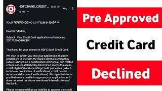 HDFC Pre Approved Credit Card Declined Problams [upl. by Yentterb]