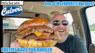 Culvers LIMITED TIME Pretzel Haus Pub Burger REVIEW brickeats [upl. by Ymmor572]