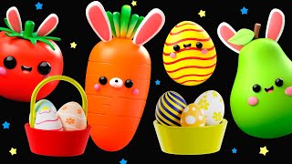 Baby Fruit Dancing with EASTER EGGS 🌈🐣🐰 Sensory Video 🥚💐🌹🌼🌸 [upl. by Si864]