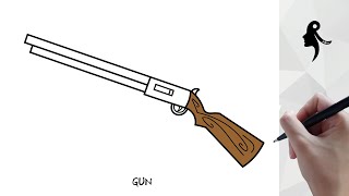 HOW TO DRAW A GUN IN EASY STEPS [upl. by Hazem]