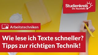 Wie lese ich Texte schneller Tipps  Arbeitstechniken lernen mit dem Studienkreis [upl. by Leclair]