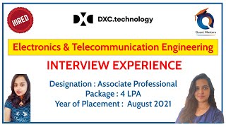 DXC Technology Interview Experience  August 2021  EnTC Student  Dsgn  Associate Professional [upl. by Oeht]