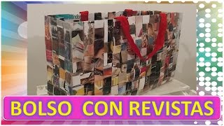 Como Hacer un Bolso con REVISTAS recicado  HANDBAG MADE OUT OF MAGAZINE [upl. by Suirrad]