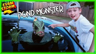 Pond Monster In My Pool Fishing for Monster Trucks Sea Creatures and Treasure [upl. by Nymsaj]