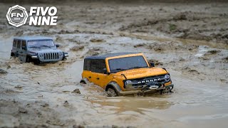 Traxxas TRX4 2021 Bronco and Axial SCX10 III Jeep Wrangler Rubicon  Fivo Nine RC Adventures [upl. by Anehsak905]