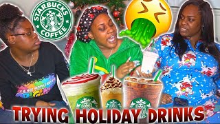 TRYING STARBUCKS HOLIDAY DRINKS WITH BINKS AND TAKEEYA HILARIOUS [upl. by Bradan]