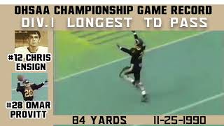 WGH Classic Moments  OHSAA Championship Game Record  Div1 Longest TD Pass  1990 84 yrds [upl. by Oilasor]