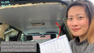 Toyota Sienna Roof Insulation wPolyIso Boards  Day 5  Van Conversion [upl. by Ambrogio]