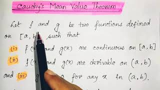 Cauchys Mean Value Theorem with Geometrical Interpretation amp ApplicationDifferentiationCalculus [upl. by Sutherland]