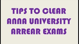 How to Clear Anna University Arrear Exams [upl. by Revolc]