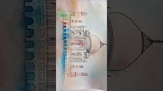 How to sketch the Taj Mahal art watercolorart drawing [upl. by Oneladgam]