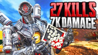 INSANE Pathfinder 27 KILLS and 7300 Damage Apex Legends Gameplay [upl. by Naehs]