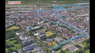 Run Leicester Half Marathon amp 10K fly over the halfmarathon 3D course map [upl. by Llenod]