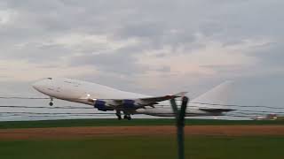 BOEING 747400  TakeOff from LleidaAlguaire Airport [upl. by Elleinwad]