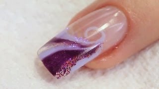 Glitter and UV Gel Swirl Nail Design Tutorial [upl. by Llednar]