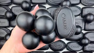 COLORFUL OF BLACK★GUESS THE COLOR★Clay cracking★Soap boxes with foam★Soap cubes ★ ASMR video [upl. by Fiann]