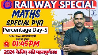 Railway Special Maths Class  Railway Maths PYQ  Percentage Class For Railway  By Satyamani Sir [upl. by Aiz]