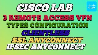 3 Remote access VPN Types Configuration  Clientless SSL Anyconnect and IPSEC Anyconnect [upl. by Nahallac]