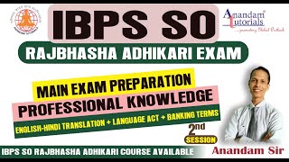 IBPS SO Rajbhasha Adhikari Main Exam Preparation Translation and Banking Terms [upl. by Amsirak]