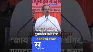 Uddhav Thackeray  quotरेल्वेचं गुवाहाटीचं एक तिकिट पाहिजेquot ठाकरेंचा शहाजी बापूंना टोला [upl. by Iyre876]