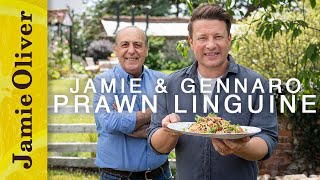 Jamie amp Gennaro Prawn Linguine  Jamie Keep Cooking Family Favourites [upl. by Atikin]