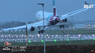 Planes struggling to land during Storm Nelson at Heathrow Airport [upl. by Okihsoy902]