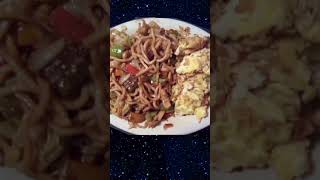 Chicken Lo Mein with Added Sauteed Veggies Fried Eggs [upl. by Anavoj]