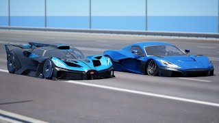 1000KMH Bugatti Bolide vs Rimac Nevera  DRAG amp TRACK RACE [upl. by Oicanata]