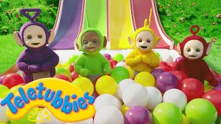 Teletubbies  Sliding Down The Big Slide With The Teletubbies  Toddler Learning [upl. by Aerbas]