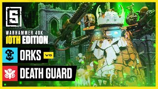 Orks vs Death Guard  Warhammer 40k Battle Report [upl. by Atiuqer]