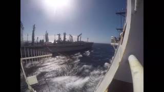 Coast Guard Cutter Bertholf fueling at sea [upl. by Lledrev]