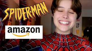 CHEAP SPIDERMAN SUIT Unboxing and Review Amazon Spiderman Suit 2021  aidan elizabeth [upl. by Chauncey82]