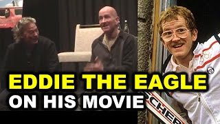 Eddie the Eagle Movie Interview  Eddie Edwards amp Dexter Fletcher  Beyond The Trailer [upl. by Yneffit135]