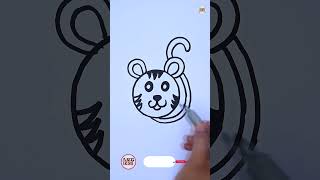 How to draw Tiger  Circle Drawing for kids drawing [upl. by Sansen43]