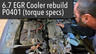 Ford F550 67 Power Stroke EGR cooler core replacement P0401 Complete job no broken bolts [upl. by Bred]