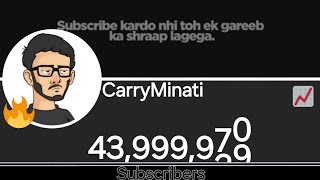 CarryMinati Hits 44M Subscribers  YT Battles stream moment [upl. by Lillywhite730]