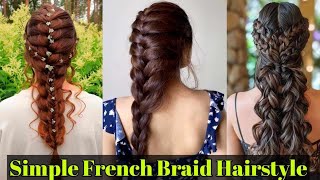 Simple and Easy French braid hairstyle For girls  Hairstyle For School and College frenchbraid [upl. by Osmond585]