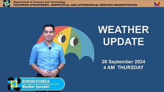 Public Weather Forecast issued at 4AM  September 26 2024  Thursday [upl. by Akayas]