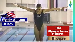 1988 Wendy Williams  Team USA  401b  7s  Platform Diving  Olympic Games [upl. by Ahsinan]