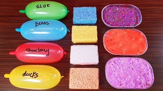 Making Slime With Funny Balloons Floam Bricks And Old Slimes [upl. by Nauqan7]