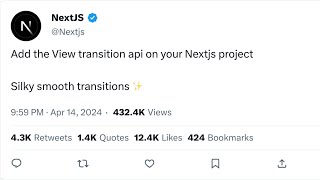 Clean Page Animations on Nextjs 14 View Transitions API [upl. by Naicad177]